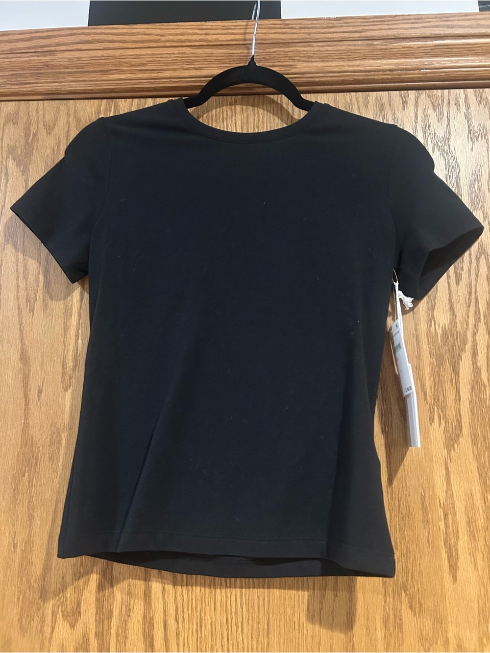 Good American Black Crewneck Short Sleeve Tee
